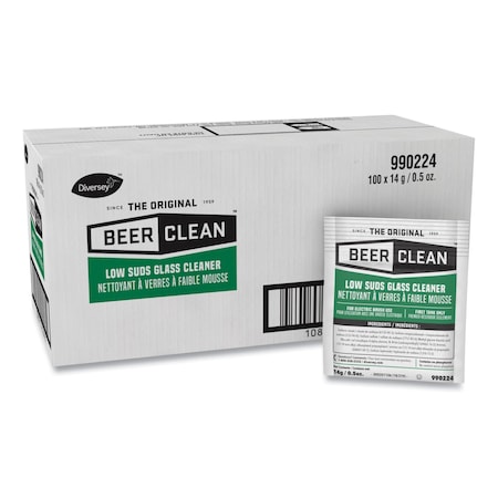 Diversey Beer Clean Glass Cleaner, Powder, .5oz Packet, PK100 990224